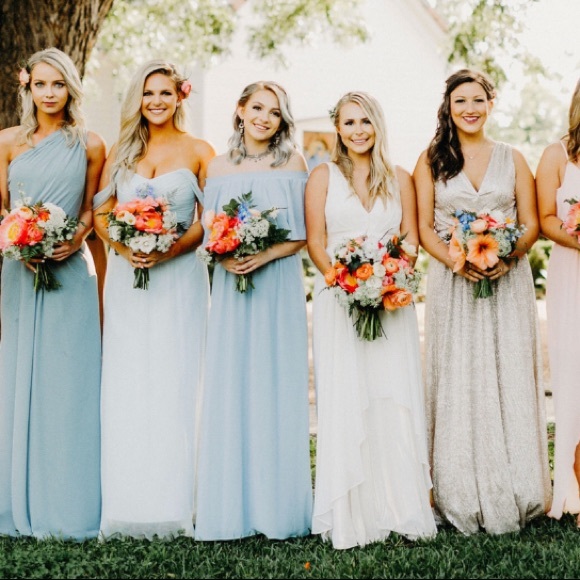 Powder Blue Off-the-shoulder Dress - Picture 2 of 4